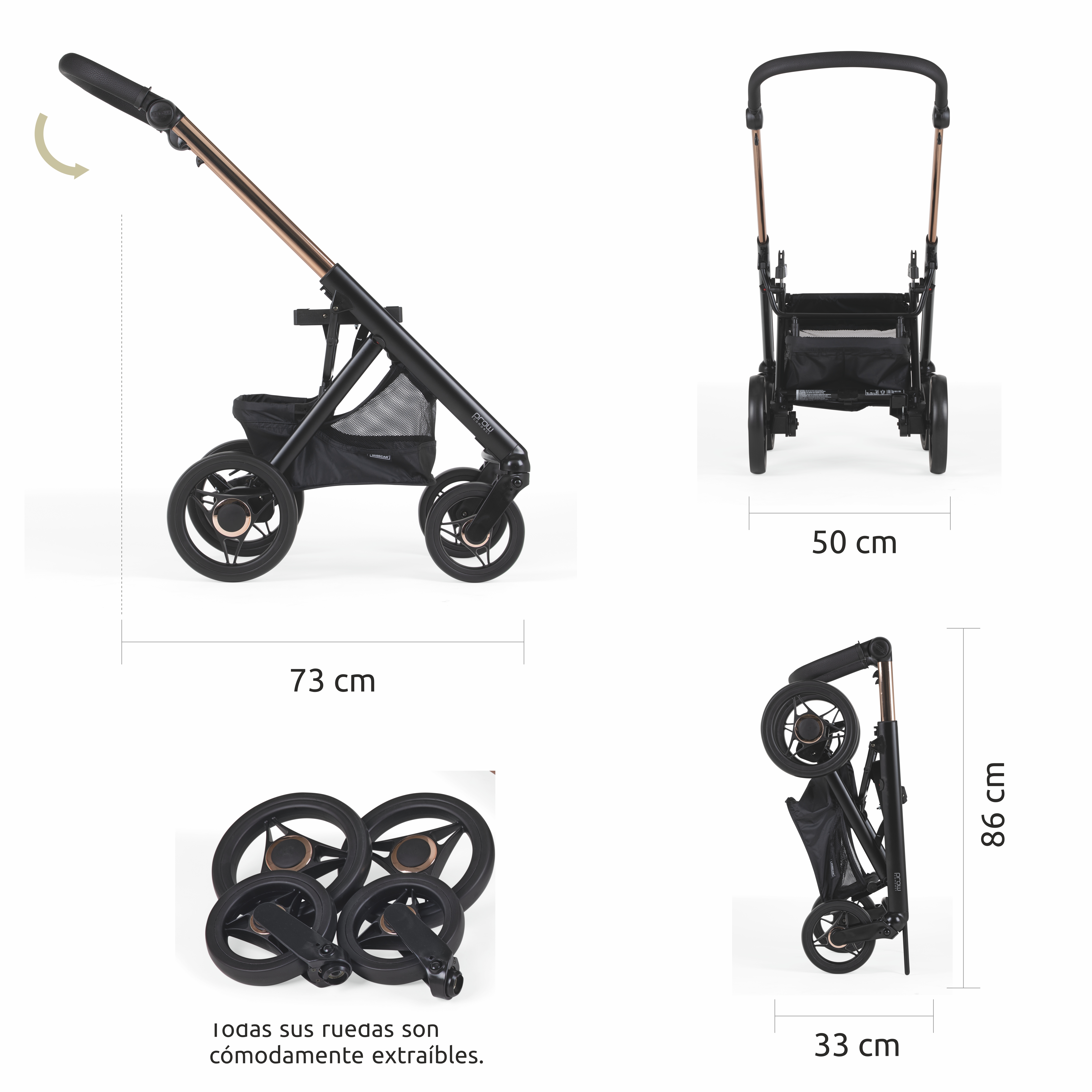 Cochecito dúo PROW COMPACT Fumé Rosa KA410 BEBECAR